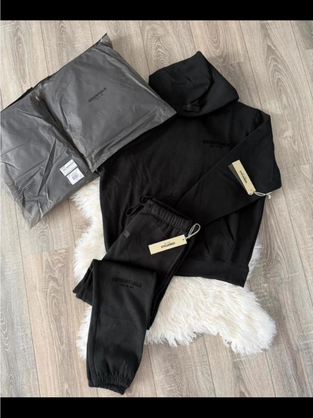 Essentials Black Hoodie And Joggers Set